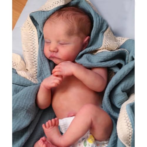 Lonian Reborn-Baby-Puppen 19 Zoll lebensechte Baby-Puppe Real Life Baby-Puppen, die Aussehen echte weiche schlafende Neugeborene Baby-Puppen Spielzeug (Junge) – Bild 5