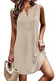 Sipaya Women Casual Dress Summer Clothes Spring Dresses for Women Sleeveless V Neck Beach Fashion Sundress Vacation Outfits Maternity Clothes Apricot S