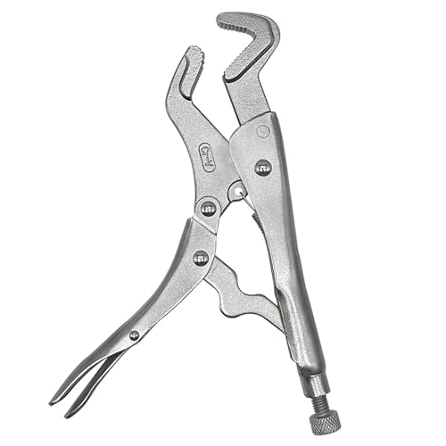 PAKJCKERM 9-Inch Parrot Nose Vise Grip Plier for Sway Bar Link Removal, 3 Sided File-cut Curved Jaw Locking Plier, Multi-Use Adjustable Vise for Automotive & Pipe Clip Repair Workshop Garages/Home Use