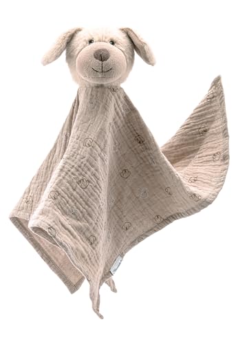 Sterntaler Schmusetuch L Hund Lucky - Baby Kuscheltuch aus leichtem Musselin - Baby und Kinder Schnuffeltuch mit niedlichen Hundekopf - Kuscheltier zum Greifen und Entdecken, sandfarben
