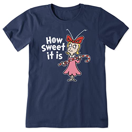 T-shirt femme Crusher Tee Life is Good taille 36-38 bleu foncé coton