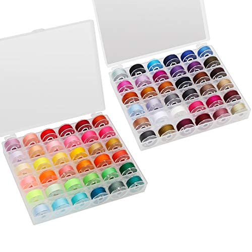 Wiwaplex 72 Pcs Prewound Bobbins Sewing Threads Standard Size And Assorted Colors Thread Bobbins With Bobbin Case For Brother/Babylock/Janome/Elna/Singer Embroidery Machine (72 Colors) #TOP18