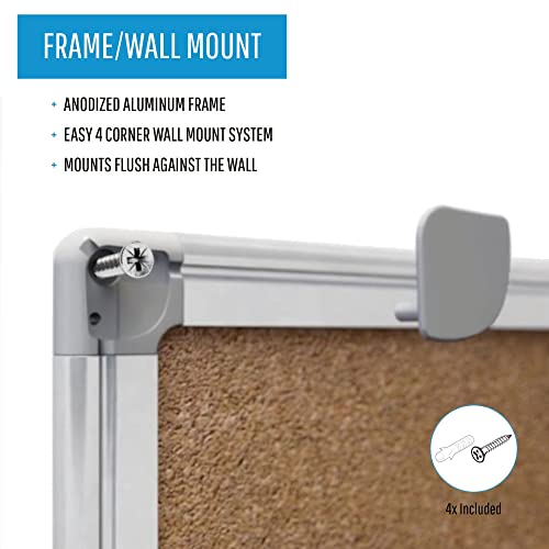 Mastervision Earth Series Self-Healing Cork Bulletin Board, Wall Mounting 100% Recycled Cork Push Pin Board , 48" X 72", Aluminum Frame #TOP3