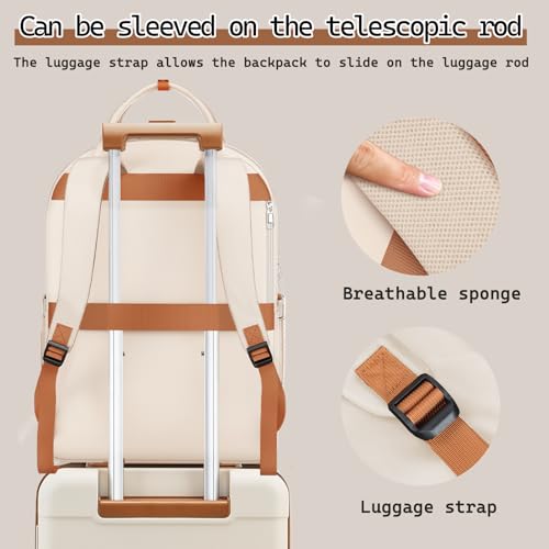 Image of Melalenia Suitcase Sets 6 Piece Hard Shell Carry on Luggage with Spinner Wheels and TSA Lock, Lightweight Travel Backpack for Women, Beige Brown