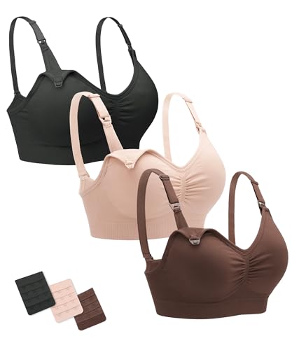 Image of Stelle Nursing Bras Maternity Bra for Breastfeeding Pregnancy Wireless Bralette with Pads, Extenders & Clips