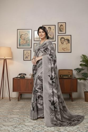 Image of Yashika Women's Georgette Printed Saree with Blouse Piece for Traditional Ethinic Wear Sari