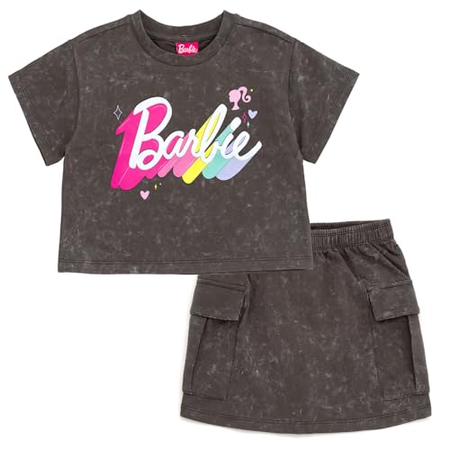 Image of Barbie Girls' 2-Piece Tee and Skirt Set Toddler to Big Kid