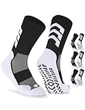 CLOSEMATE Calcetines Antideslizantes Futbol Hombre 3 Pares Deporte Altos Deportivos Largos Antiampollas Transpirables Baloncesto Negros-Blancos 43-46