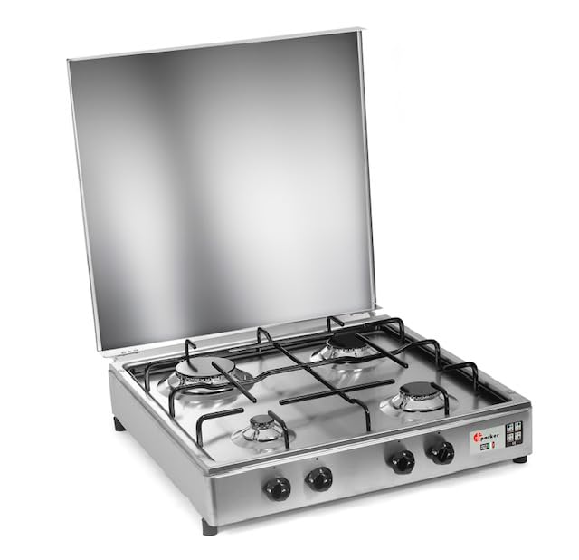 Parker Fornello 4 fuochi a gas Gpl Acciaio Inox made in italy mod. 542ACCGP