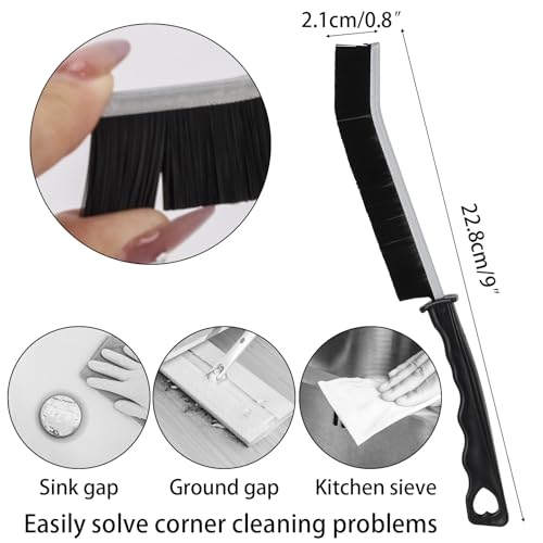 Image of 12Pcs Hard Bristle Crevice Cleaning Brush, Grout Cleaner Brush, Multifunctional Gap Cleaning Tool for Household Use, Bathroom, Kitchen, Window,Toilet