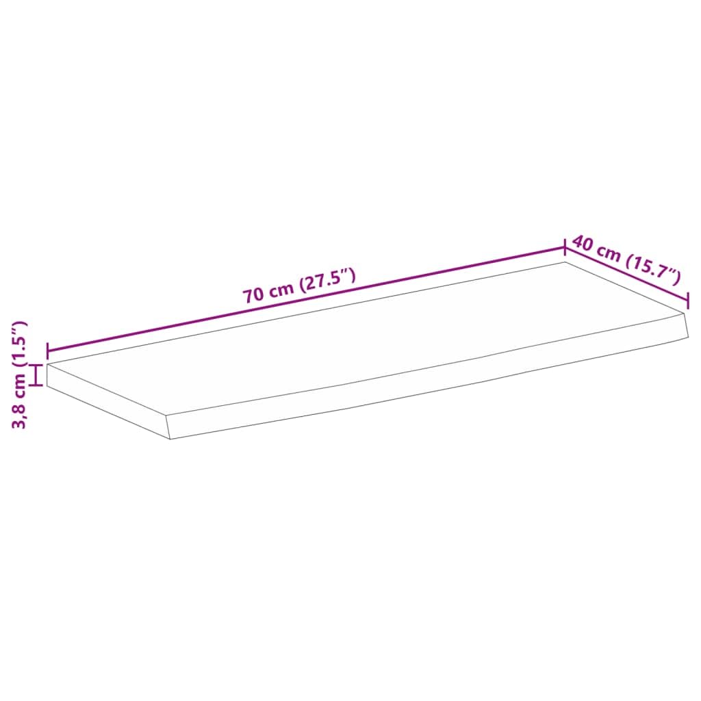vidaXL Tablero de Mesa Borde Natural Madera Maciza Mango 70x40x3,8 cm, Superficie de Mesa, Tablero de Mesa de Madera, Tablero de reemplazo