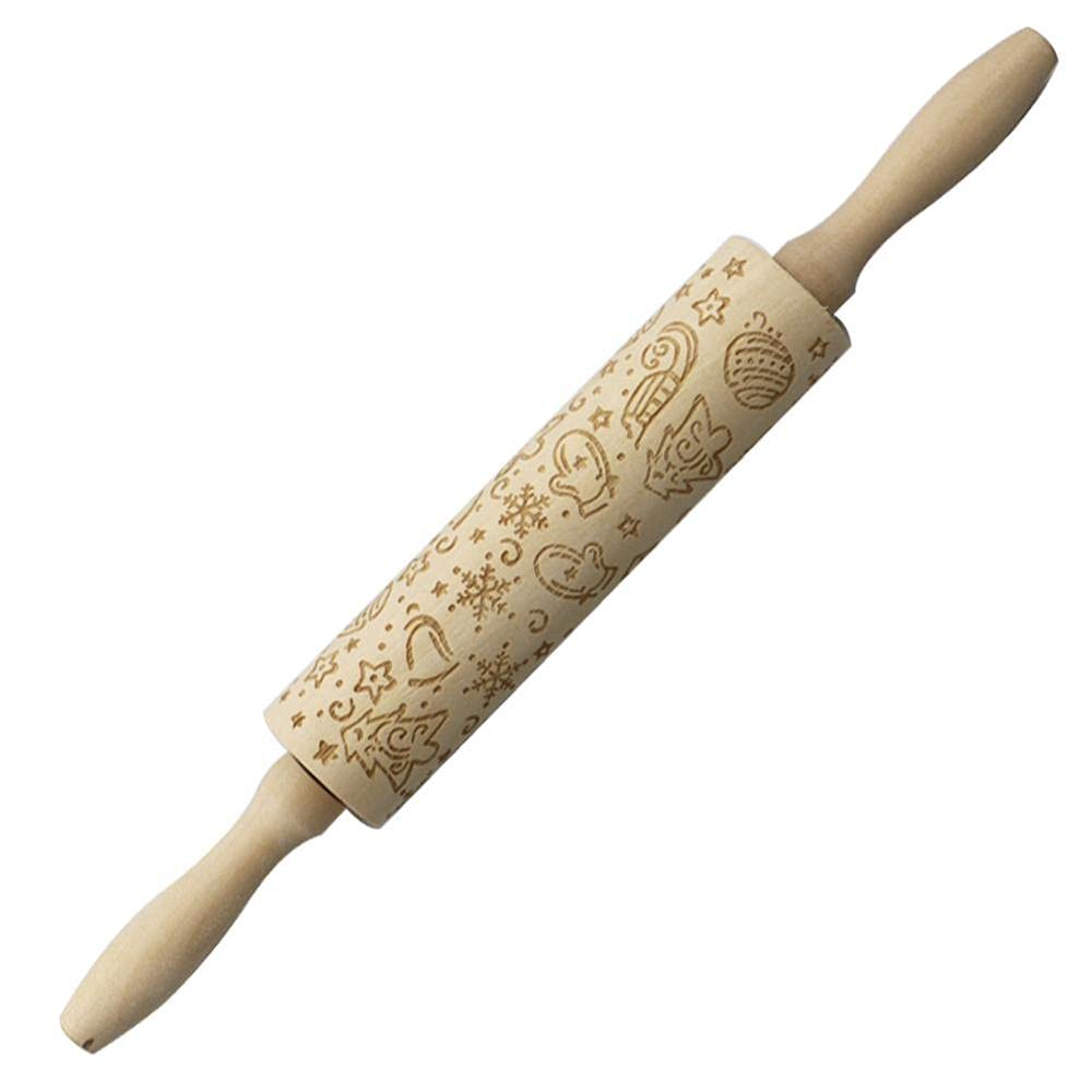 Rodillos en relieve, Rodillos de amasar de madera for Navidad, herramienta de cocina