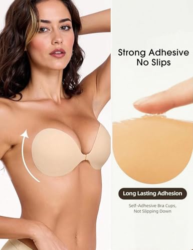 Seamless Push Up Sticky Bra Silicone Nipple Covers for Women Adhesive Bra Travel-Friendly Pack-Flat Bras3