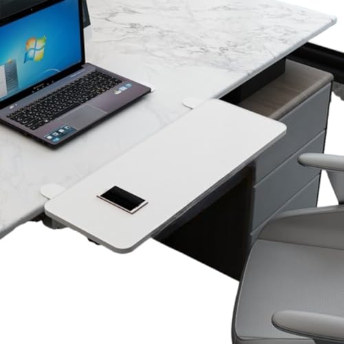 折りたたみ式 キーボードトレイ デスクエクステンダー耐荷重 25kg 人間工学 姿勢改善 疲労を和らげる 肘置き 穴開け不要 取り付けが簡単 パソコンでの肘と腕のサポート デスクアームレスト (65*24CM,ホワイト)
