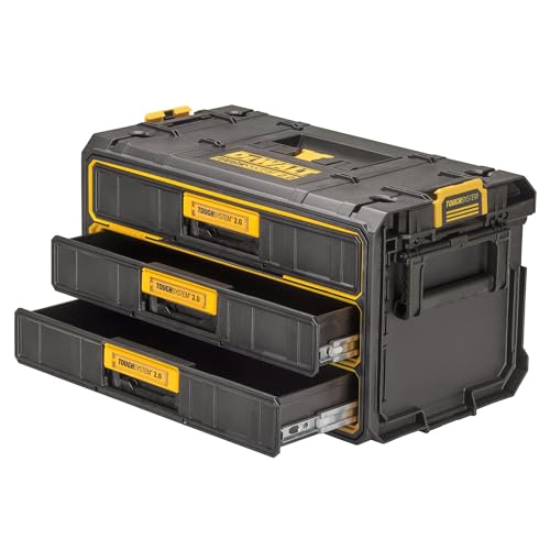 DEWALT DWST08330-1 - Modulo de 3 cajones ToughSystem 2.0, Plástico resistente a los golpes, Guías con rotación, 22 kg de capacidad de carga por cajón, Compatible con ToughSystem 2.0 y 1.0