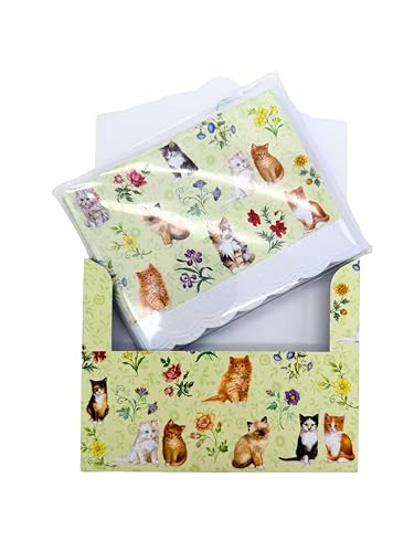 Image of Poster Foundry Cat Stationery Set By Carol Wilson Cute Stationary Kitten Themed Gifts Notecards with Envelope Penpal Supplies Letter Note Cards NCP2371