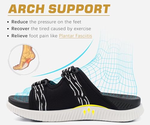 Image of KuaiLu Mens Orthotic Sandals Athletic Thick Cushion Recovery Sport Slides Adjustable Strap Open Toe Walking Sandles With Comfortable Plantar Fasciitis Arch Support