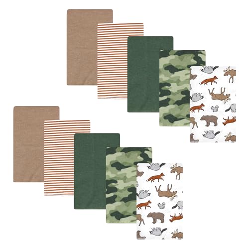 Image of Hudson Baby Unisex Baby Cotton Poly Flannel Burp Cloths, Animal Adventure 10 Pack, One Size