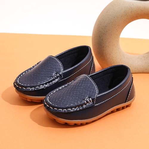 Image of Boys Loafers PU Leather Slip-On Toddler Dress Shoes Non-Slip Sole Kids Moccasins for School Events and Daily Wear