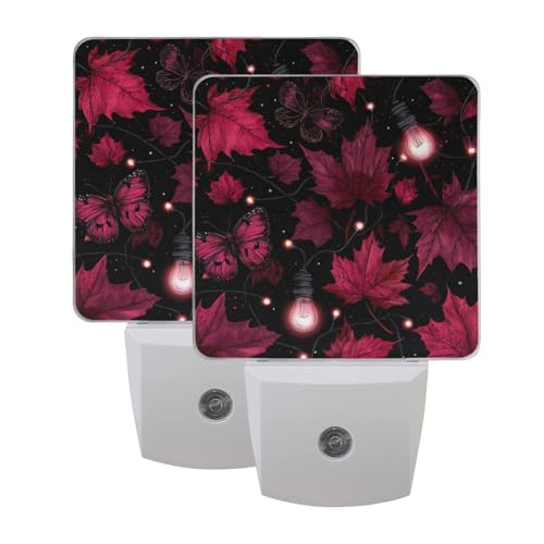 Luz Nocturna LED con Sensor, Hojas de Arce Rojas
