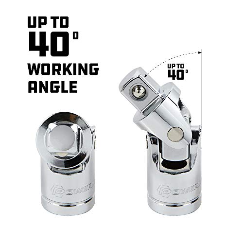 Powerbuilt 640858 3 Piece Universal Joint Set, Silver, 1/4", 3/8" & 1/2" Drive #TOP3