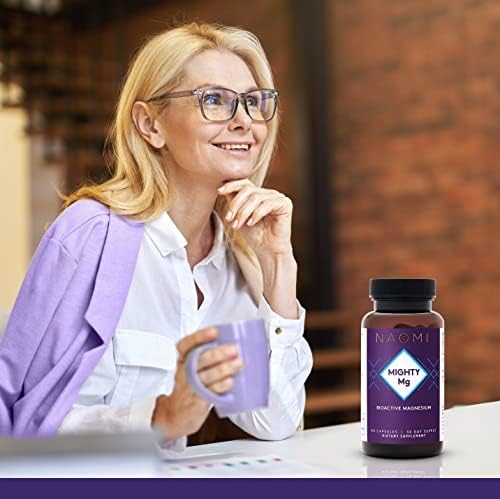 NAOMI Mighty Mg Magnesium Glycinate & Malate Complex 360mg, High Absorption Formula, Elemental Magnesium Supports Heart Health, Strong Bones, Better Sleep, Gluten-Free, Non-GMO, Vegan, 60 Veggie Caps