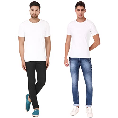 Image of Men's Plain Tshirt | Any Time Wear | Black & White Tshirt |Regular fit Half Slevees Round Neck Pure Cotton Black & White Tshirt | Pack of 2 | Pack of 3