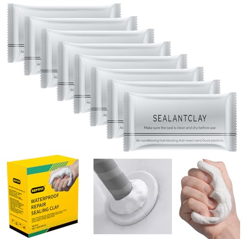 Image of 8-Pack New Type White Waterproof Sealant Mastic, Repair Sealing Clay, Quick Mending Mud for Drain Connection, Wall Hole, Air Conditioning Hole Waterproof Seal Putty