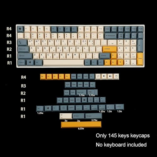 Image of 145 Apricot Yellow Korean Dye-Sub Mac Keycaps Thick PBT Cherry Profile Key caps for TKL 61 64 68 75 87 96 104 108 GMMK MX Mechanical Keyboard