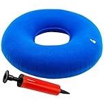 Donut Cuscino gonfiabile ad anello,cuscino in spugna,per sedersi,emorroidi,prostata,gravidanza, post-operatorio e sciatica,adatto per auto,ufficio e viaggi (blu) con 1 Pompetta