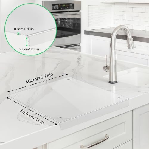 Tabla de cortar cocina transparente de 40x30cm con borde protector de encimera 8