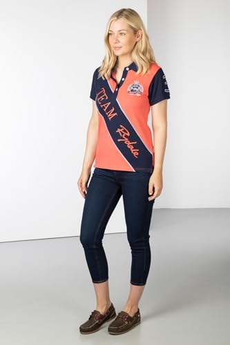 Ladies Polo Shirt Women's Short Sleeve Equestrian Sash Top T-Shirt (UK, Numeric, 16, Regular, Regular, Peachy) - Image 2