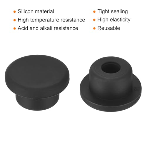 Image of uxcell High Temp Silicone Plug Mount Dia 18mm /0.71 inch t Shaped Rubber Stopper Hole Plugs for Powder Coating Plating Waterproof Plugs Sealing Plugs Black Pack of 12(OD 26mm)