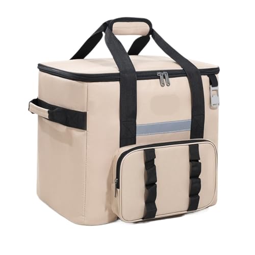 XCTDSVAH Bolsa Termica Porta Alimentos Bolsa térmica de transporte alimentos 40L for mujer, bolsa grande con aislamiento y cremallera for Picnic, for acampar playa(Khaki)