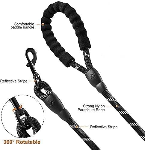 Feinerman Heavy Duty 4FT Dog Leash with Reflective Nylon Rope, Soft Padded Handle, Strong Hook for Secure Walking, Training & Running, Durable Pet Leash for Small & Medium Dogs, Cats 2
