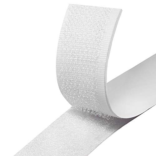 Hook and Loop Strip Tape 8M Self-Adhesive Sticky Back Fastening Tape 20mm Wide (White)