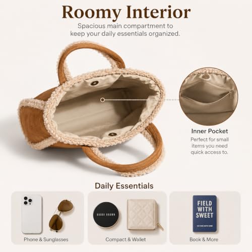 Bolso bandolera de piel sintética para mujer – Bolso tote mullido vintage con estilo, gran capacidad, moda elegante y suave bolso de mano cruzado miniatura 5