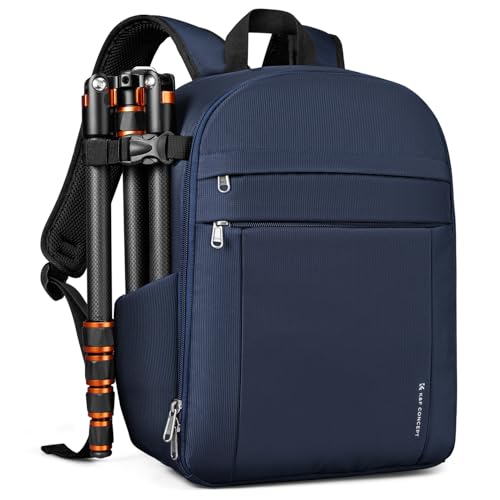 K＆F Concept カメラバック カメラリュック リュックサック バックパック 取り外し可能な仕切り板 軽量 おしゃれシンプル nikon canon Sigma Tamron sonyなどカメラ兼用 11インチPC/三脚付け可 写真バッグ 旅行/撮影/登り/アウトドア撮影に適用 プロ用一眼レフカメラバッグ