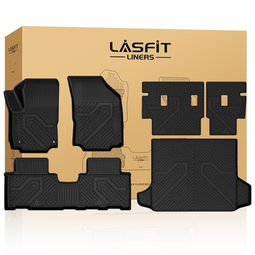Image of LASFIT Floor Mats & Cargo Liner for Chevy Equinox /GMC Terrain 2018-2024 | Not for Equinox EV, All Weather TPE, Custom Fit Full Set, Easy to Wash, Durable Black Floor Liners with Backrest Mat