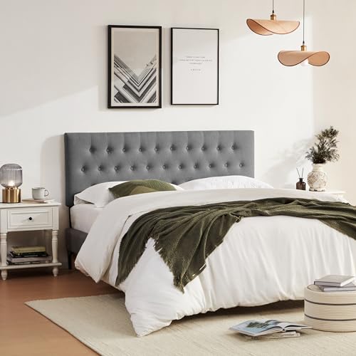 Huatean Home Tufted Upholstered Headboard Queen Size, Solid Wood Head Board With Durable Metal Legs, Adjustable Height Bed Headboard From 37 Inch To 51 Inch Fabric Headboard In Modern Button Design thumb #6