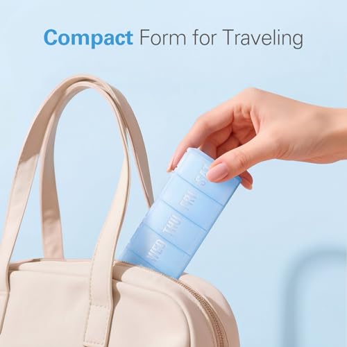 Image of Barhon Large Weekly Pill Organizer, Big Vitamin Organizer Case for 7 Day, Travel Medicine Pill Box to Hold Various Supplements and Fish Oil, Sky Blue