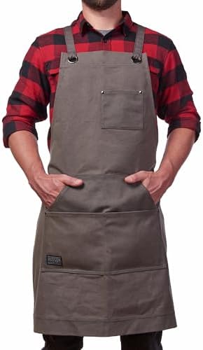 Hudson Durable Goods - Heavy Duty Waxed Canvas Apron, Adjustable up to XXL for Men & Women