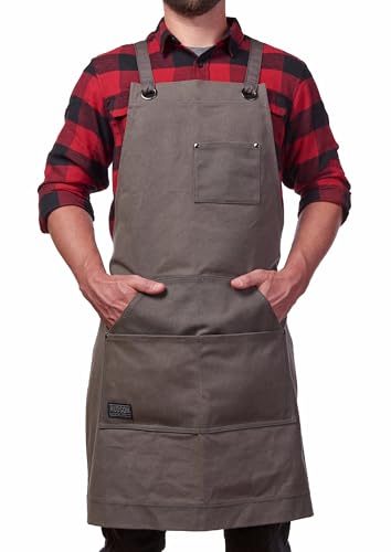 Hudson Durable Goods Heavy Duty Waxed Canvas Work Apron with