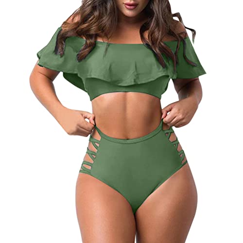 Maillot de bain tankini vert avec jupe pour vos journées plage et piscine