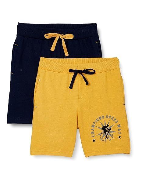 Image of Clotth Theory Boys Cotton Shorts Pack of 2 | Soft Breathable Fabric | Elastic Waist | Casual Wear Kids Comfortable Shorts