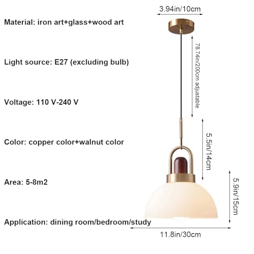 Lustre de chevet LED suspension moderne en verre pour bar et hôtel 30cm - 7
