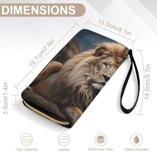 Creative Animals Lion Wallets for Women Long Wristlet Leather Wallets with Zipper Holder Large Capacity Coin Pocket2