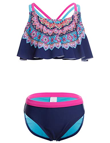 DUSISHIDAN Badeanzüge für Mädchen Kinder, Navy Blume...