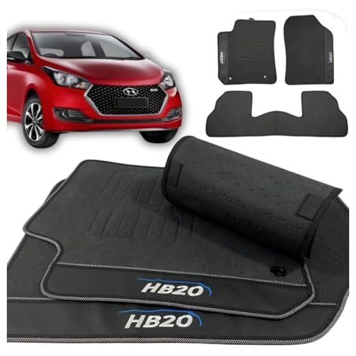 Jogo de Tapetes Automotivos Emborrachados para Hb20 2012 2013 2014 2015 2016 2017 2018 2019 2020 2021 2022 2023 03 peças