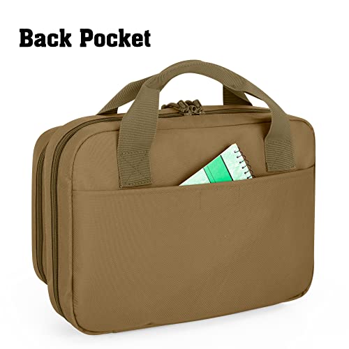 Dsleaf Tactical Gun Range Bag With 2 Handguns Capacity, Soft Pistol Case With 8X Magazine Slots, Lockable Zipper And Extra Pockets, Khaki #TOP4